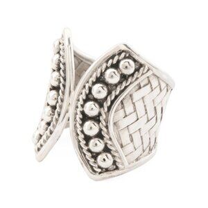ANNIKA WITT Silver Made In Bali Sterling Silver Woven Beaded Fan Ring